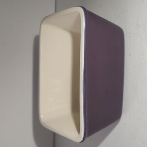 Longaberger Vitrified Pottery Serving Dish In Eggplant Purple With Ivory Inside